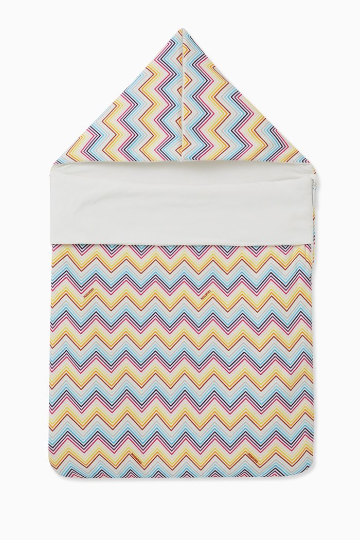 

Zigzag Print Baby Nest in Cotton Jersey, White
