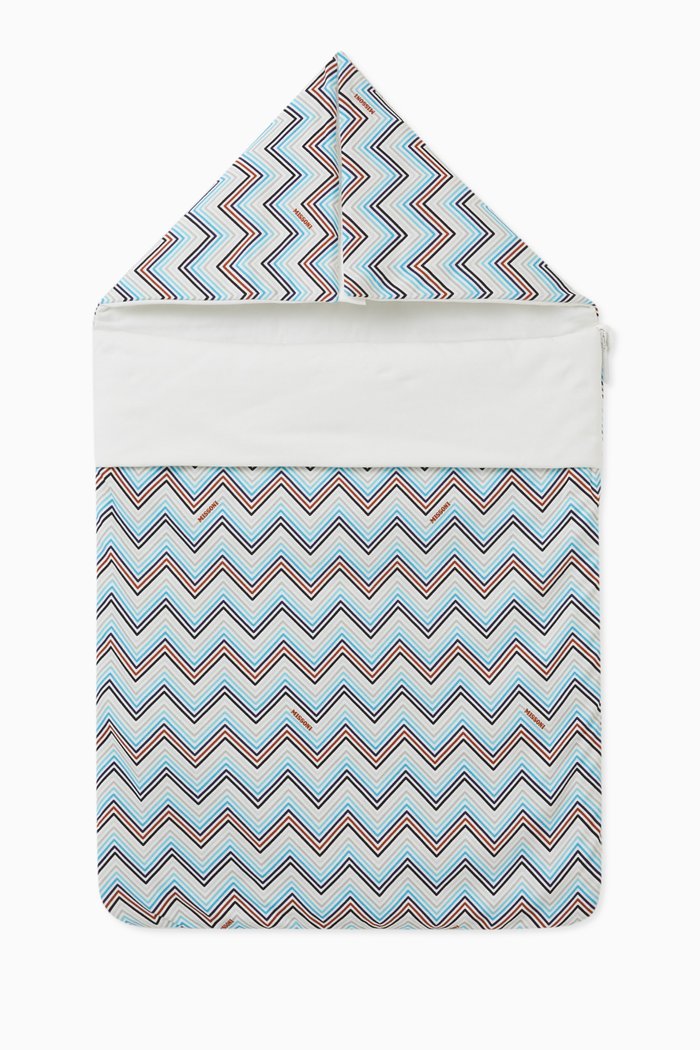 

Zigzag Print Baby Nest in Cotton Jersey, White