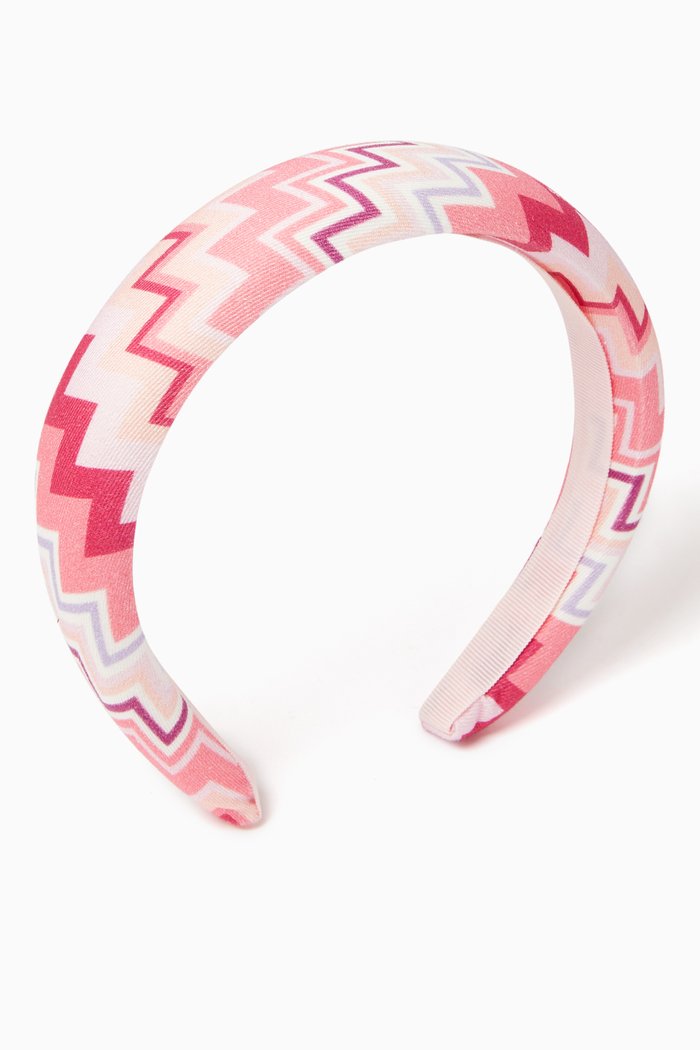 Zigzag Hairband in Cotton-blend, Pink