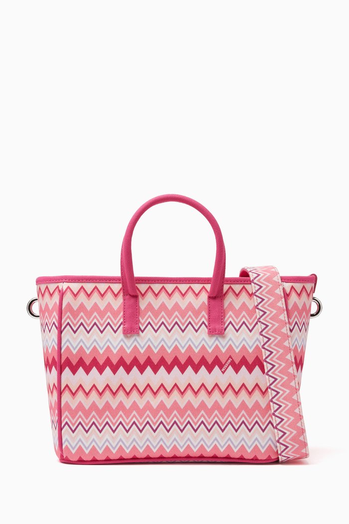 

Zigzag Top-handle Bag in Cotton, Pink