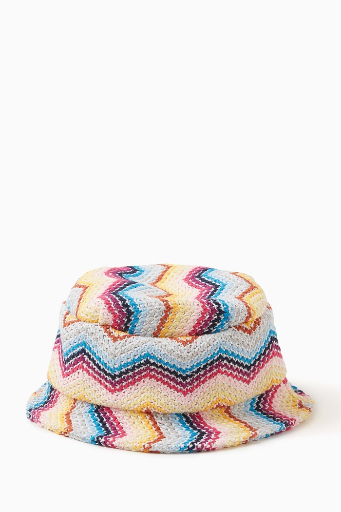

Zig Zag Bucket Hat in Cotton Knit, Multicolour