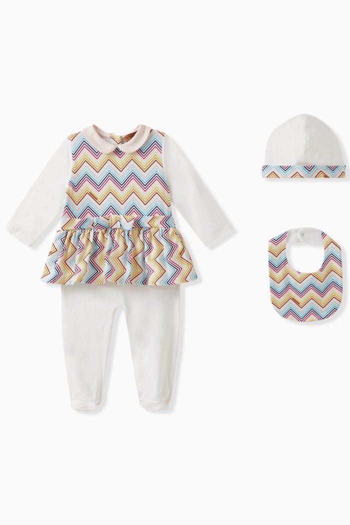 

Zigzag Babygrow Set in Cotton, White