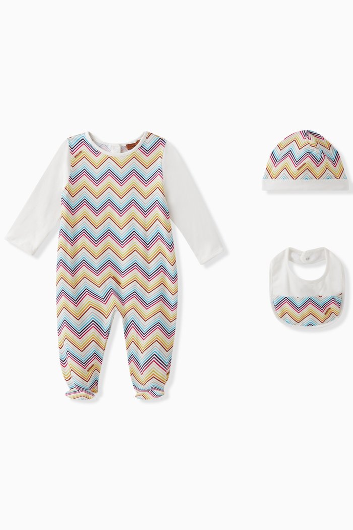 

Zigzag Sleepsuit Set in Cotton, White