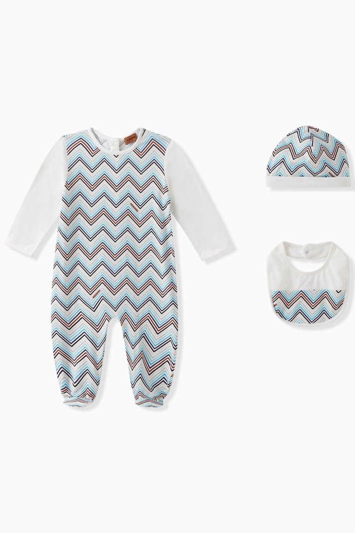 

Zigzag Sleepsuit Set in Cotton, White