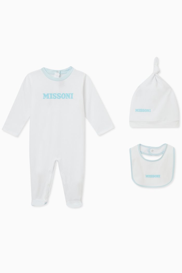 

Logo Sleepsuit Set in Cotton, White