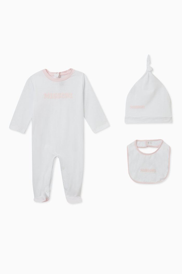 

Logo Sleepsuit Set in Cotton, White