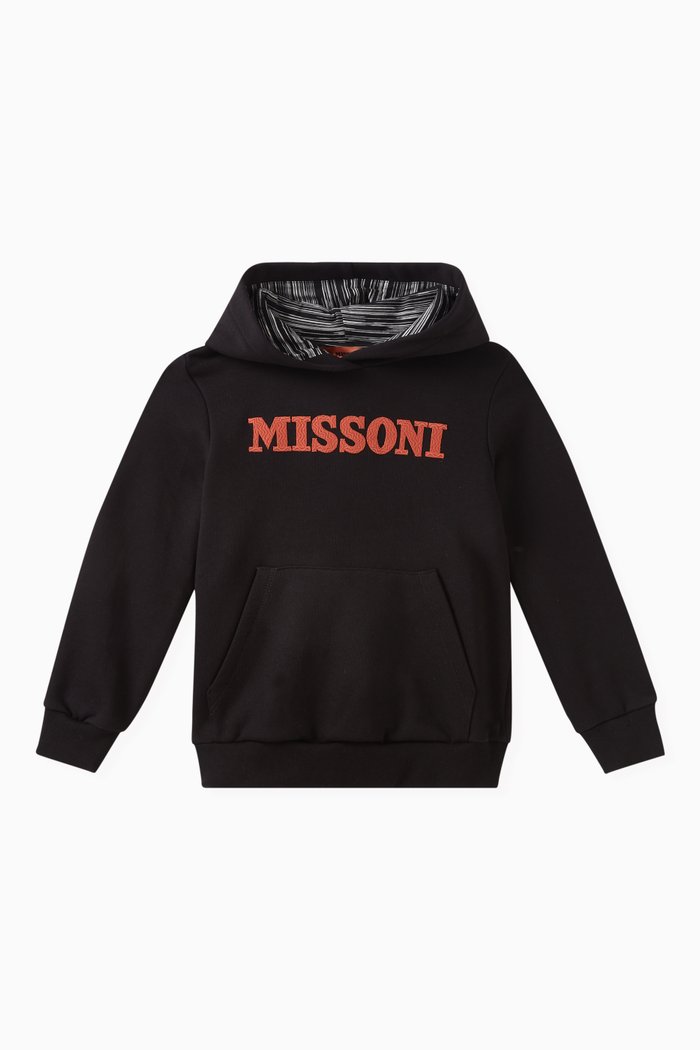 

Embroidered Logo Hoodie in Cotton, Black