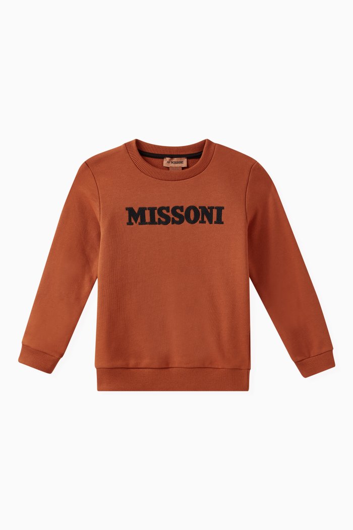 

Embroidered Logo Sweatshirt in Cotton, Brown