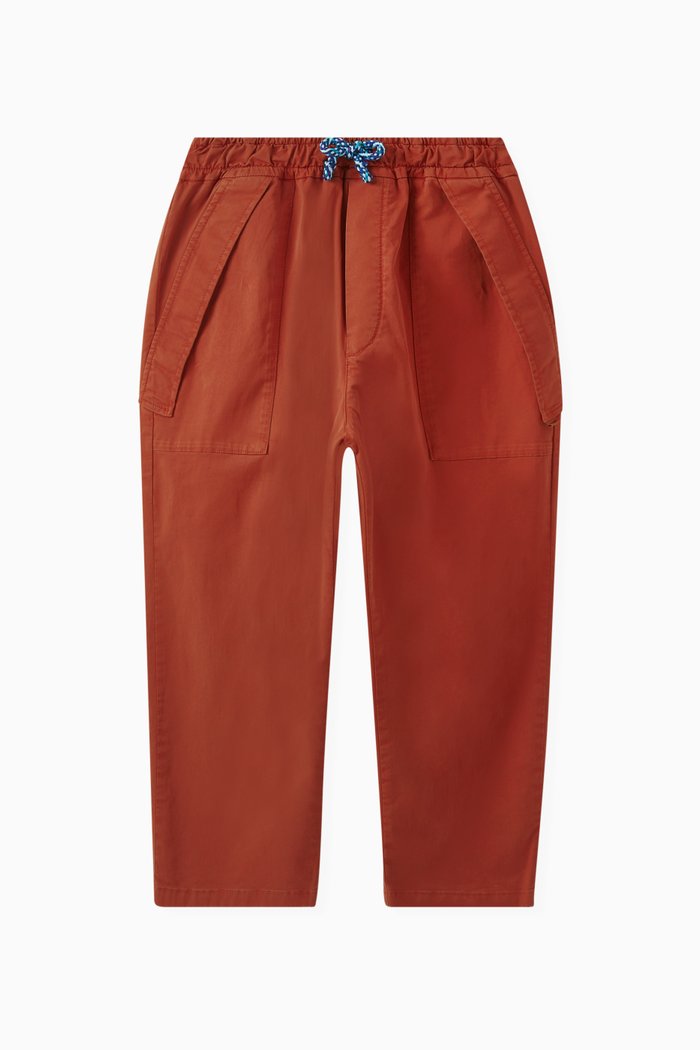

Zigzag Drawstring Pants in Cotton, Brown