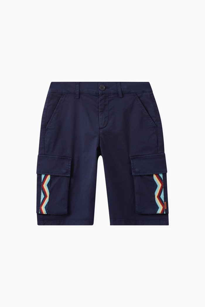Cargo Shorts in Cotton Stretch, Blue
