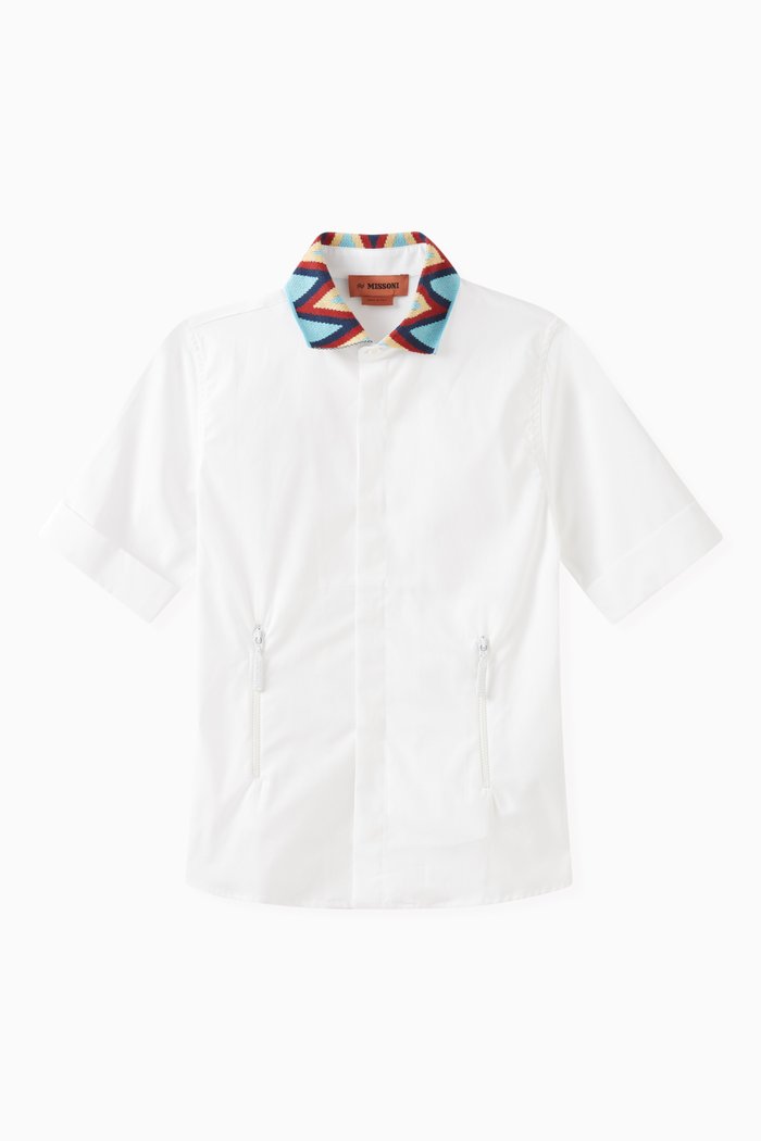 

Contrasting Collar Shirt in Cotton, White