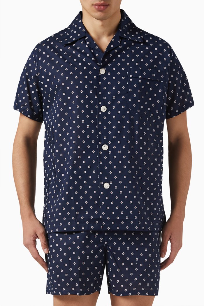 

Nelson 93 Floral Print Pyjama Set in Cotton, Blue