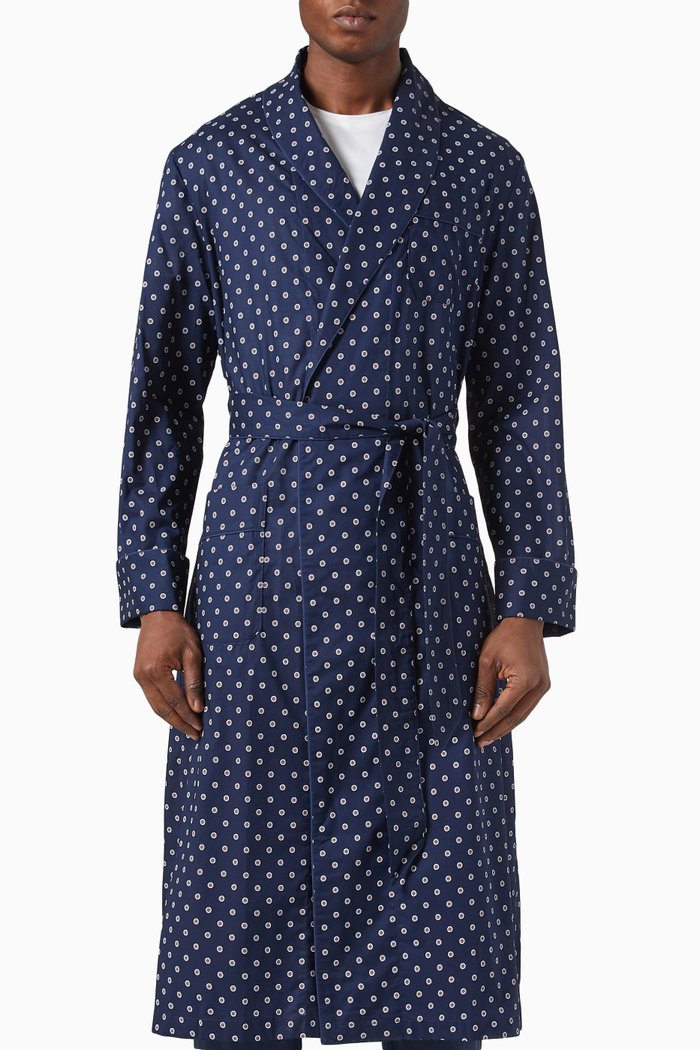 

Nelson Dressing Gown in Cotton, Blue