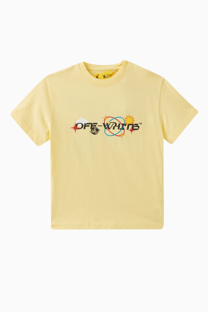 

Off Planets Print T-shirt in Cotton, Yellow