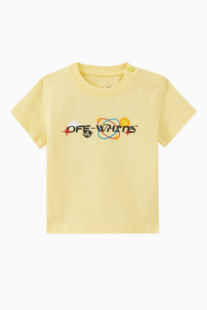 

Planets Logo Print T-Shirt in Cotton, Yellow