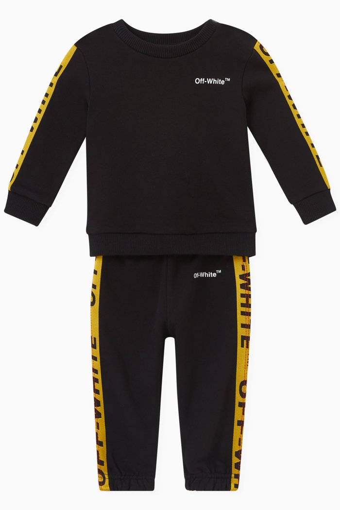 

Logo Tape Sweatshirt and Pants Set in Cotton, Black