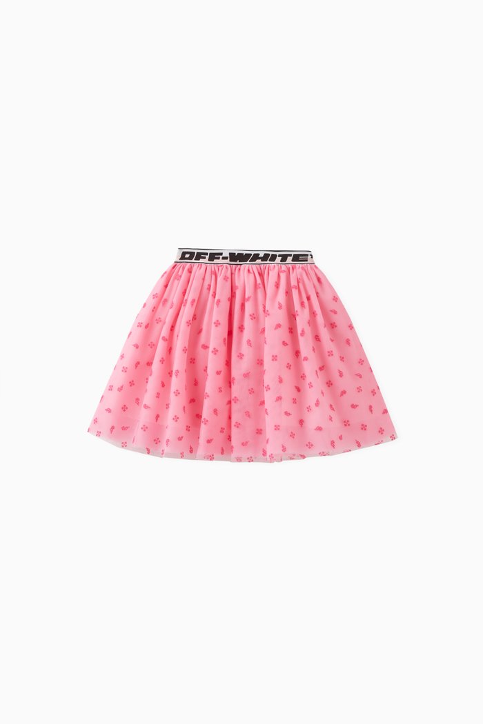 

Logo Band Skirt in Tulle, Pink