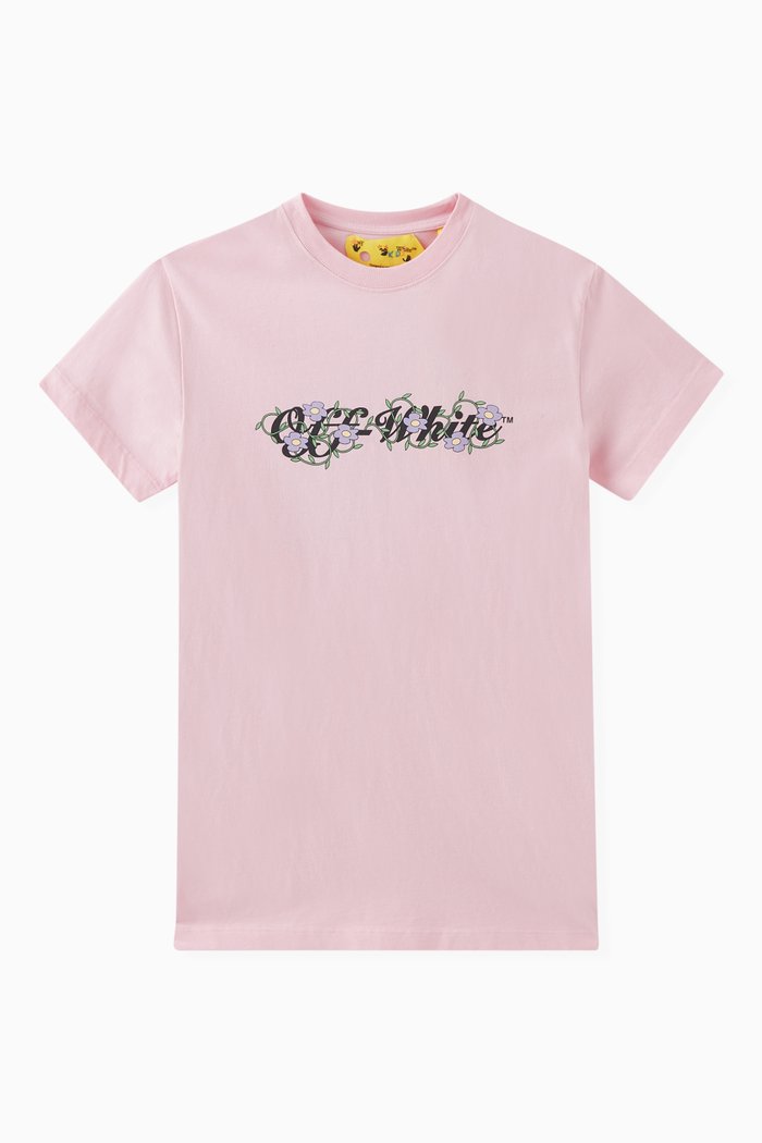 

Floral Arrows Print T-shirt Dress in Cotton, Pink