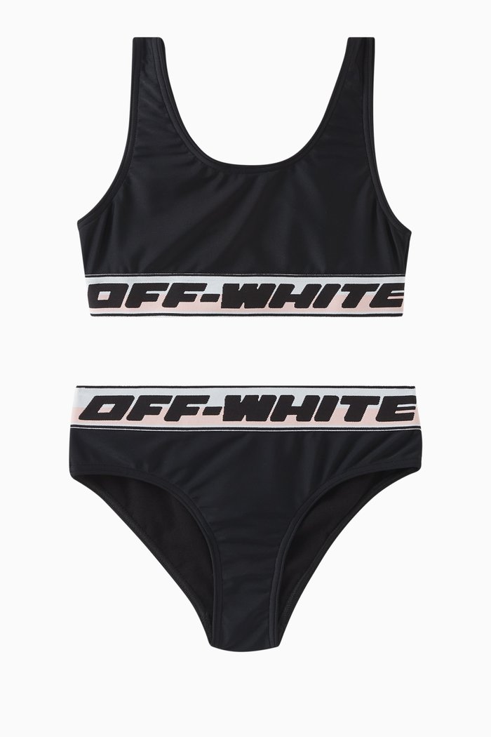 

Logo Tape Bikin Set in Technical Fabric, Black