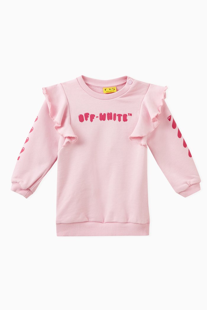 

Logo Print Sweat Dress in Cotton, Pink