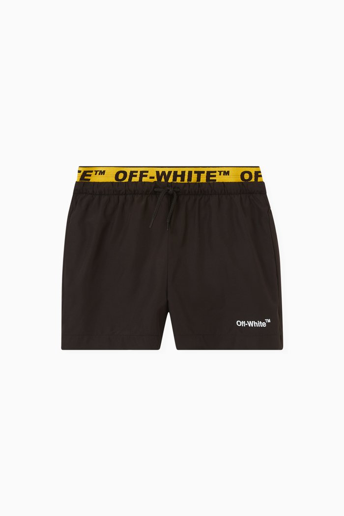 Logo Tape Swim Shorts, Black