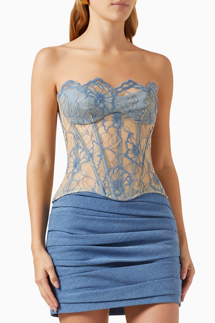 

Bustier Corset Top in Lace, Blue