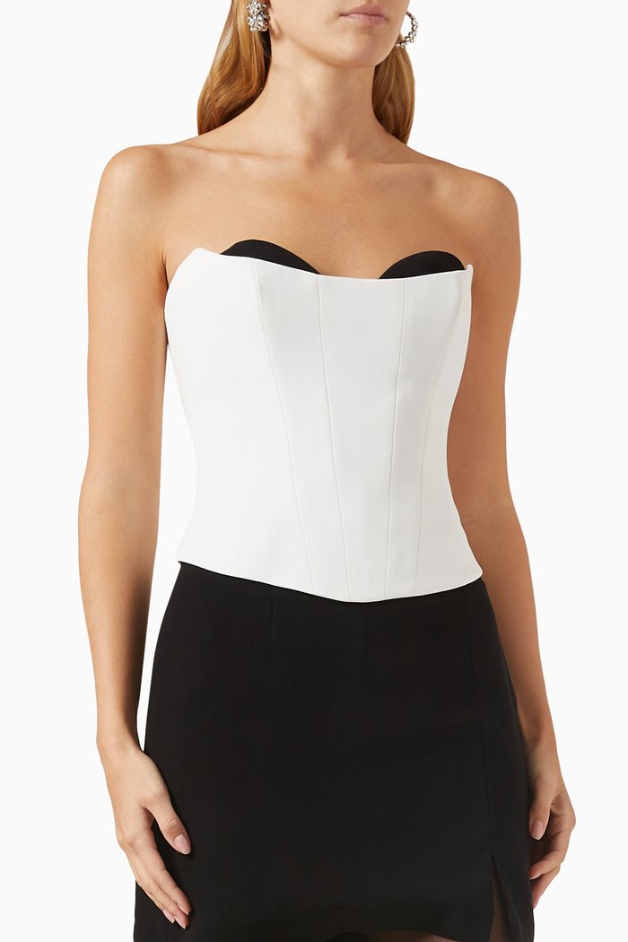 

Exposed Cups Corset Top in Crepe, White