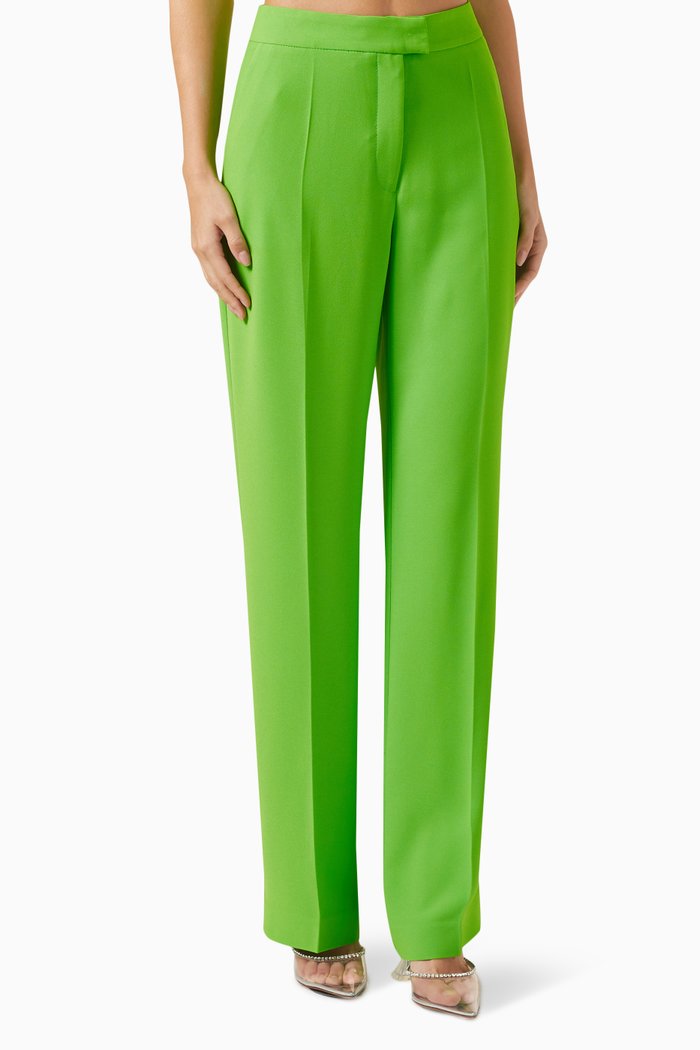 Straight-leg Pants in Crepe, Green
