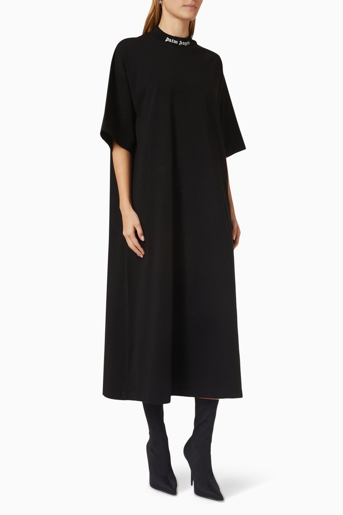 

Classic Logo Oversized T-shirt Dress in Cotton Jersey, Black