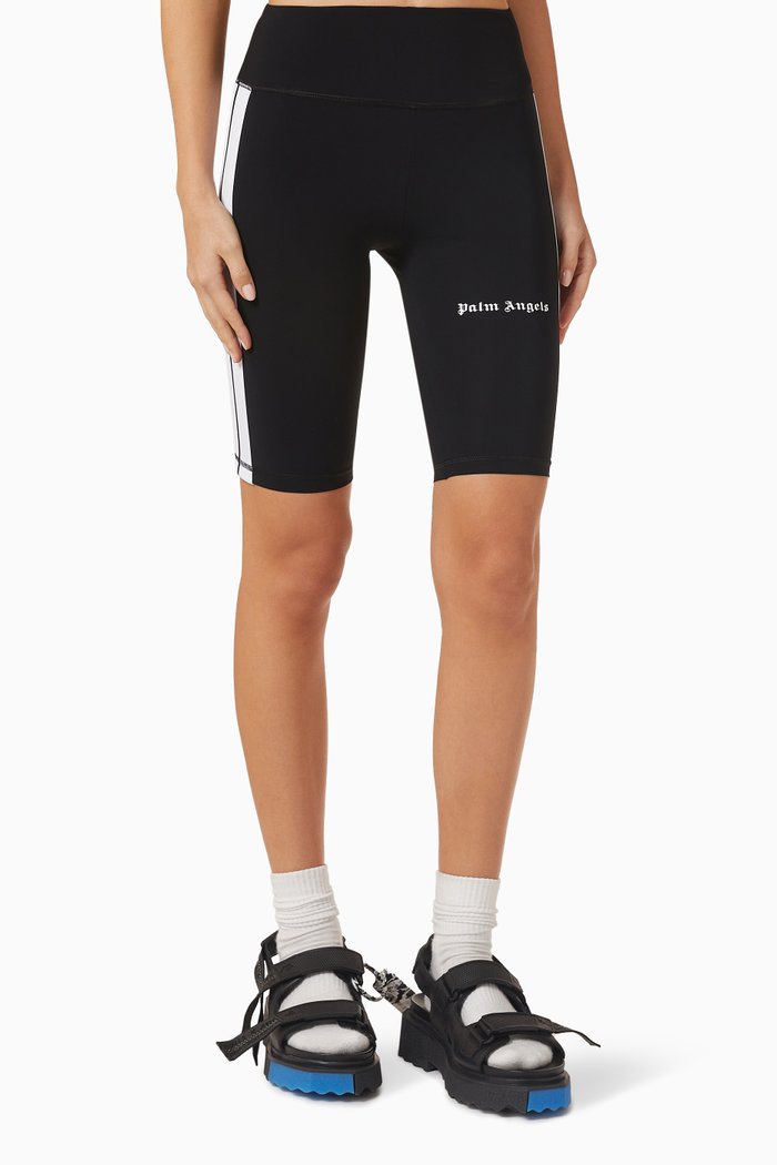 Track Biker Shorts in Stretch Nylon, Black