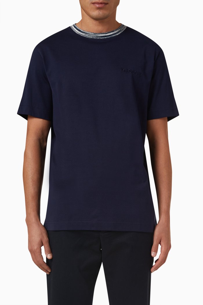 

Short-sleeved T-shirt in Cotton Jersey, Blue
