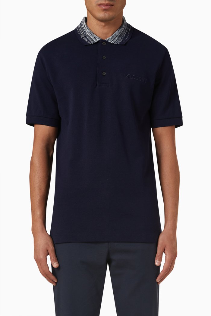

Short-sleeved Polo Shirt in Cotton Piqué, Blue
