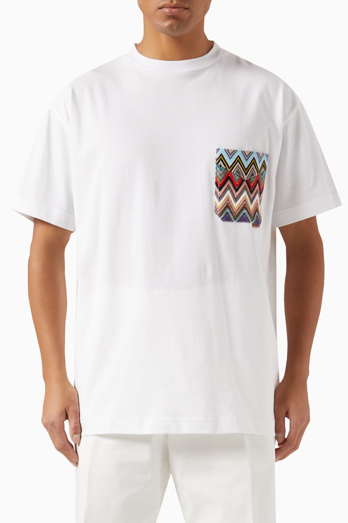 

Zig Zag Pocket T-shirt in Cotton Jersey, White