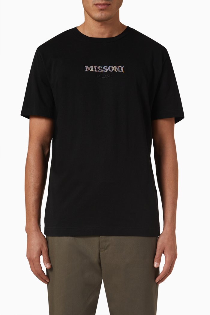 

Logo Embroidered T-shirt in Cotton Jersey, Black