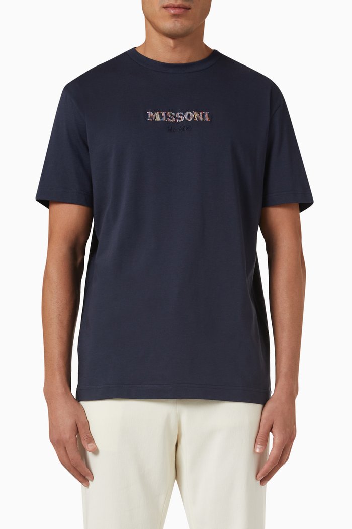 

Logo Embroidered T-shirt in Cotton, Blue