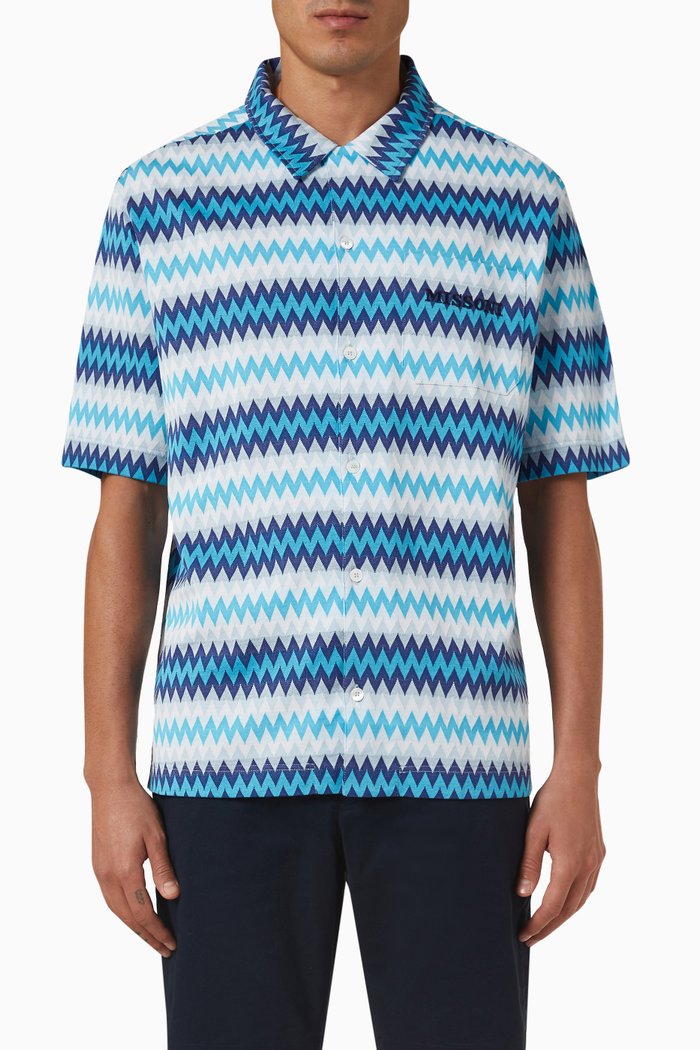 

Zig Zag Short-sleeve Shirt in Jersey, Multicolour