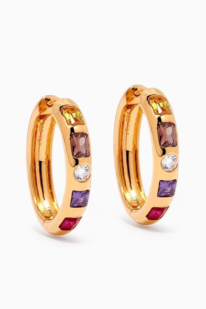 

Be-jewelled Oval Hoops in 18kt Gold Vermeil, Yellow