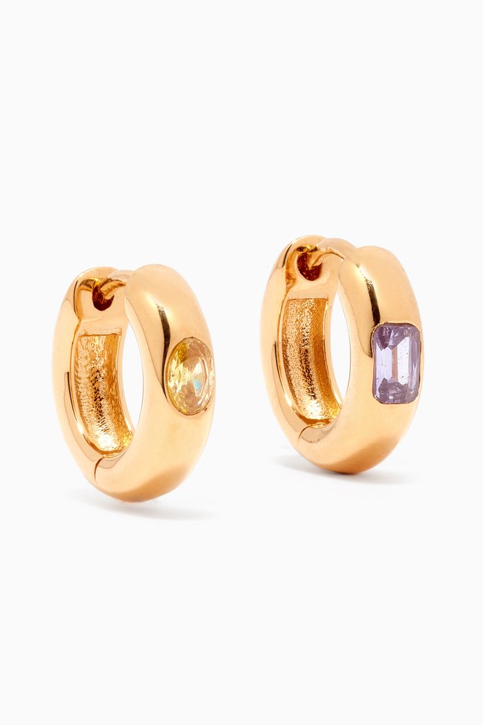 

Be-jewelled Huggie Hoops in 18kt Gold Vermeil, Yellow