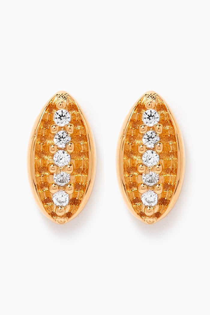 

Salted Cowrie Shell Studs in 18kt Gold Vermeil, Yellow