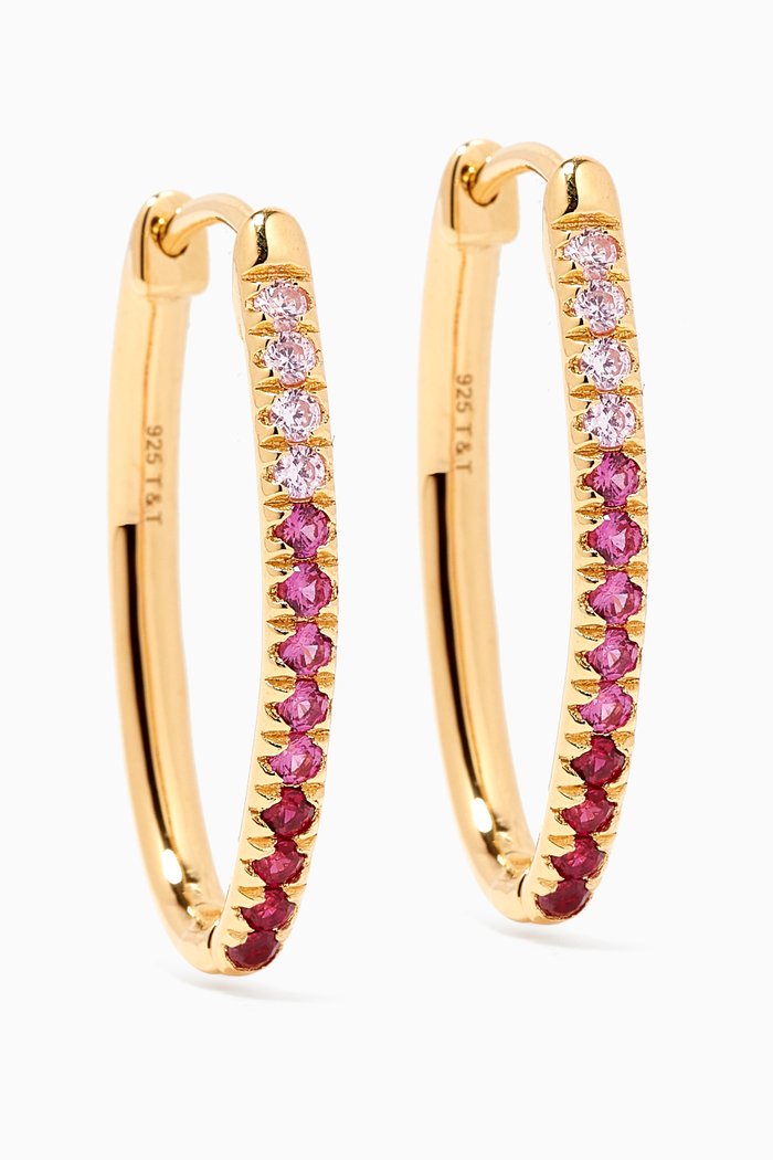 Ruby Ombre Hoops in 18kt Gold Vermeil, Yellow