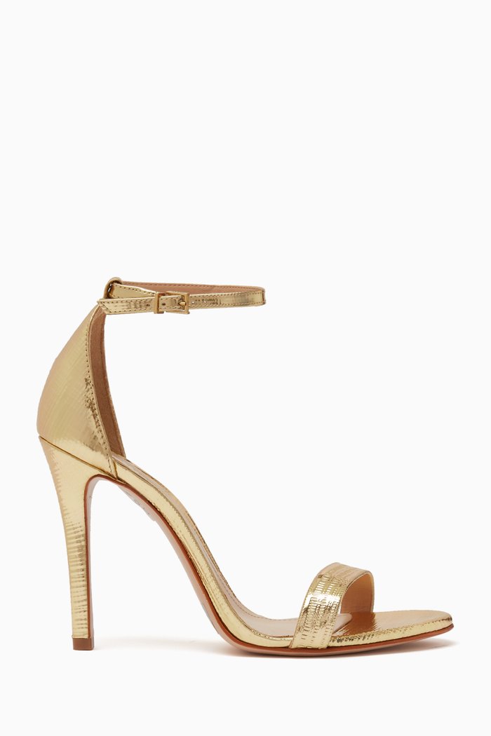 

Cocktail Sandals in Metallic Fabric, Gold