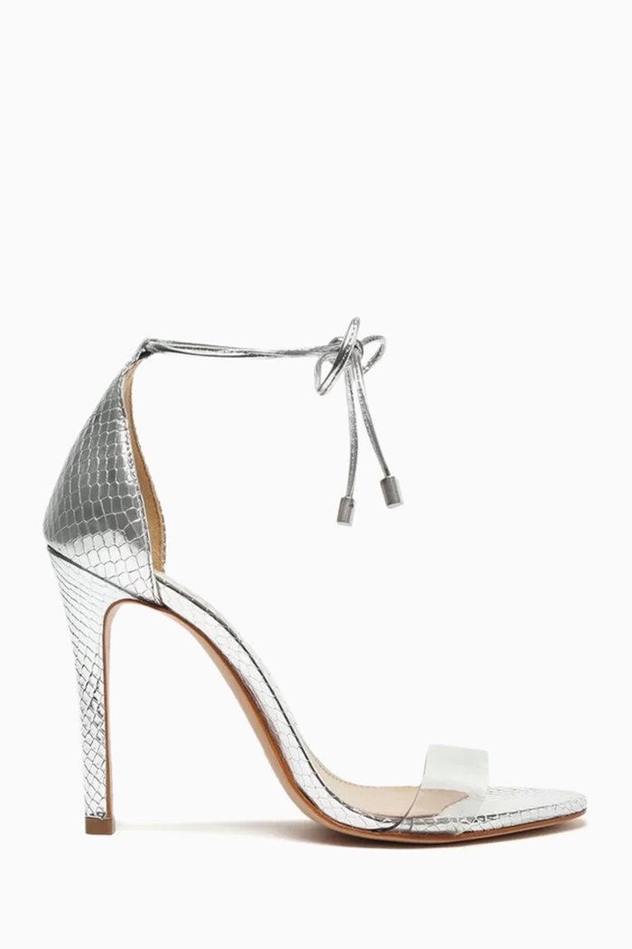 

Cocktail Sandals in Metallic Leather, Silver