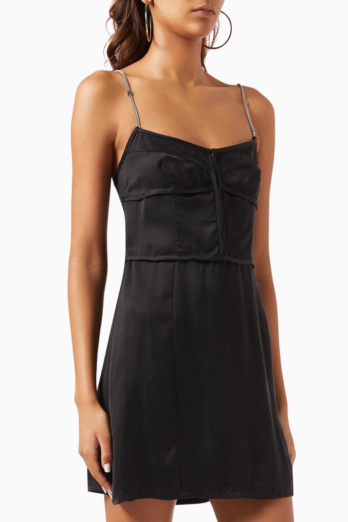 

Chain Straps Slip Dress in Cupro, Grey