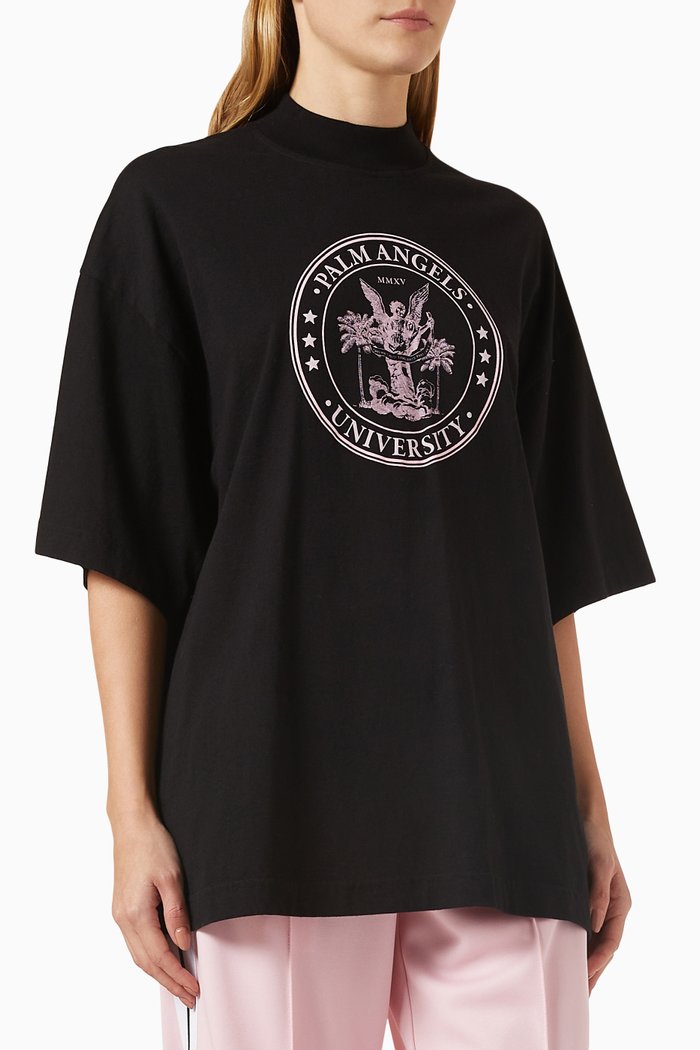 

College Logo-print T-shirt in Jersey, Black