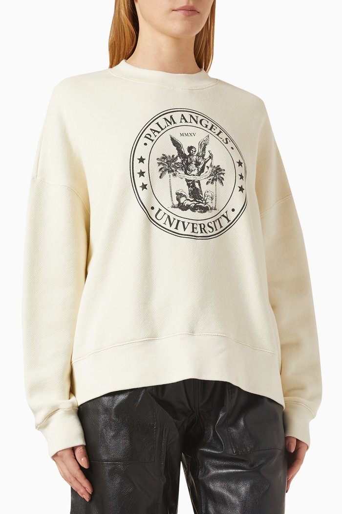 

College Logo-print Sweatshirt in Cotton-fleece, Yellow