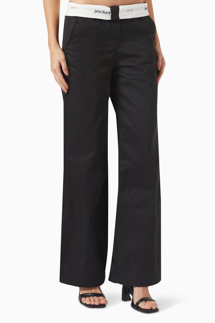 Reversible Waistband Pants in Cotton-blend, Black