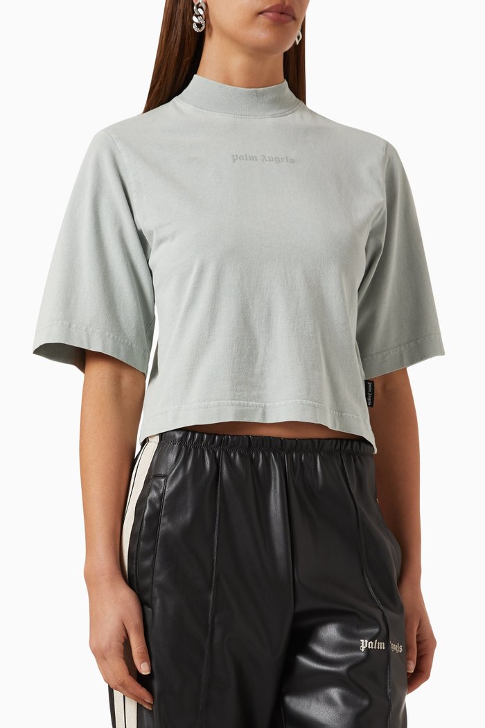 

Reverse Logo Cropped T-shirt in Jersey, Grey