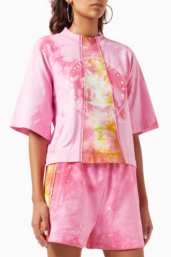 

College Tie-dye T-shirt in Cotton, Pink