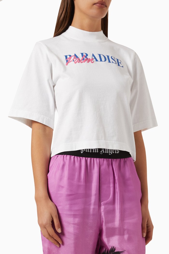 

Paradise Palm Crop T-shirt in Cotton-jersey, White
