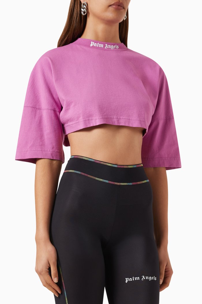 

Classic Overlogo Crop T-shirt in Cotton, Purple